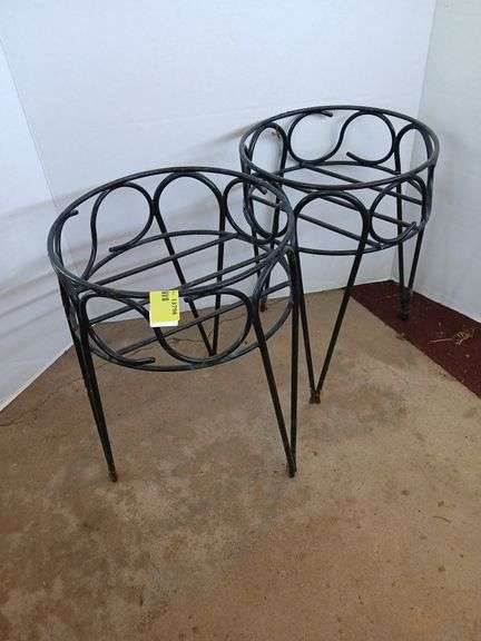 (2) 15" metal planter stands image