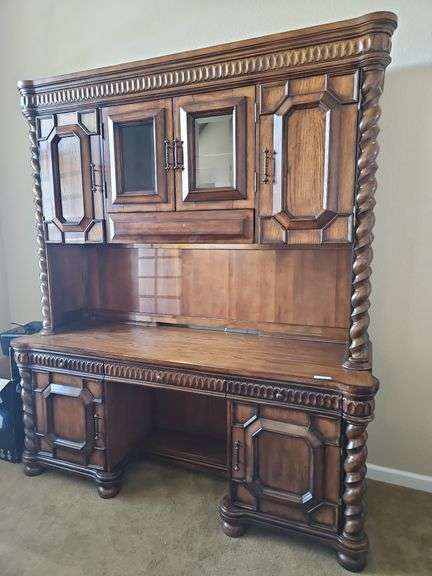 College Europa Credenza with Lighted Hutch, 74 , 23 x 84h-bring help to move image
