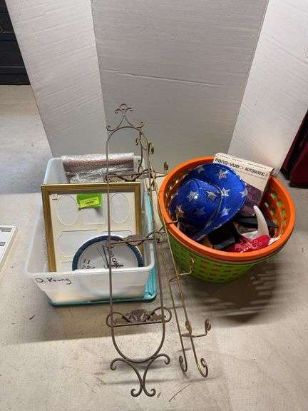 Wall mount plate holders, dress up clothes, pans-vue slide viewer, tote of picture frames These things can be used independently or as a group! image