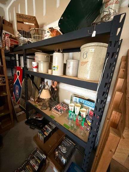 Pallet style shelving (3) 18 x 66 uprights and (8) 60" crossbars NO CONTENTS DON'T COME EARLY! image