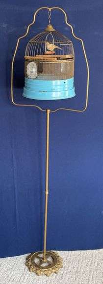 Bird cage with stand, approx 66” tall image