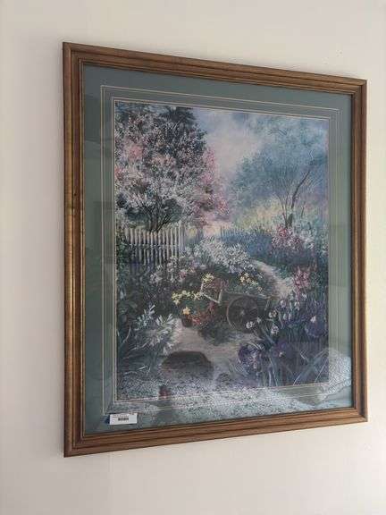Floral art, duck print and canvas painting plus mirror image