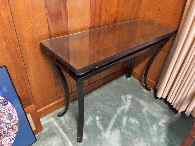 16x42x28H metal sofa table with glass topper image
