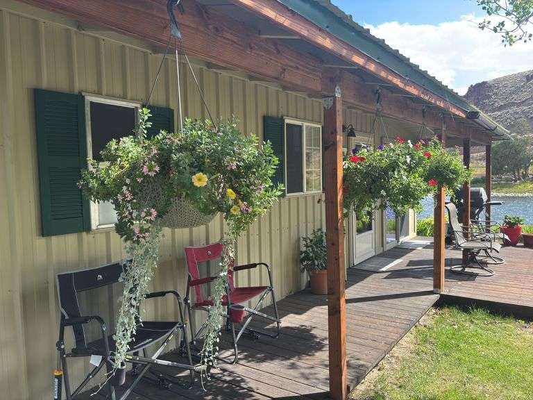 Three hanging flower pots with live plants - two are self watering image