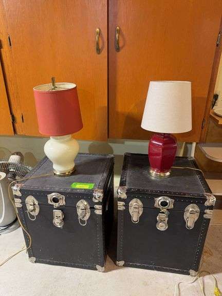 (2) 18 x 18 x 21 modern trunks and a lamp for each one image