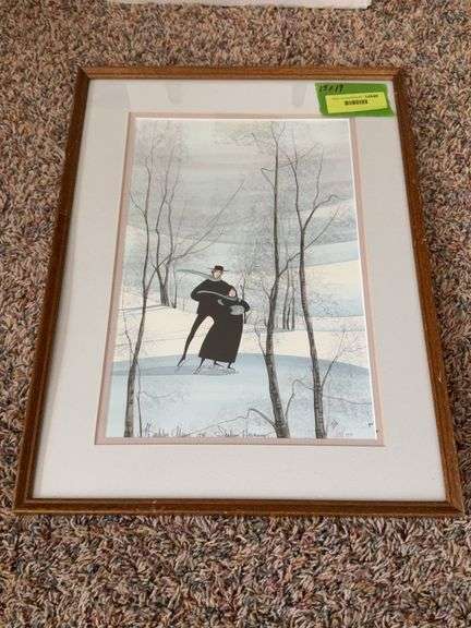 P Buckley Moss Print "Skating Harmony" S/N, F&M 15 X 19 image