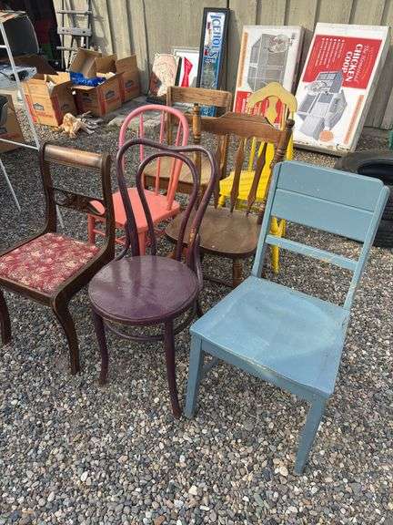 Assortment of misc wood chairs image
