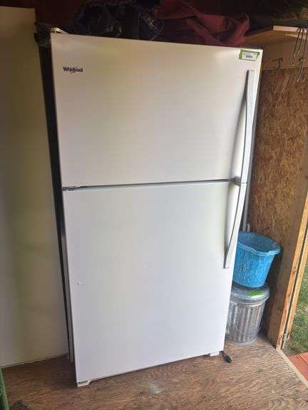 Whirlpool white refrigerator freezer 2019 very clean like new 33 wide 33 deep 66 tall image