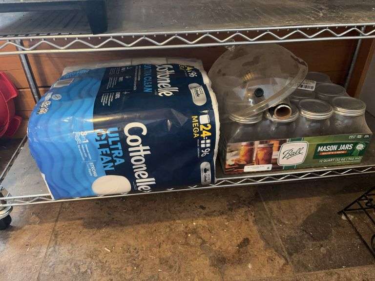New toilet paper, canning jars, food cover, foil image