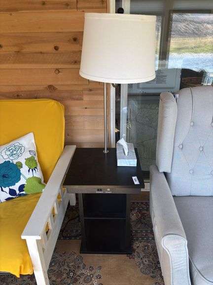 Small side table with built in lamp and usb chargers image