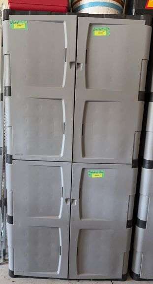 Rubbermaid 18D x 36L x 72H 4 door plastic storage cabinet NO CONTENTS, DON’T COME EARLY! image