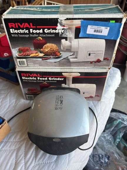 Two meat grinders and a George Foreman to cook it image
