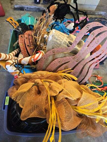 3 large totes of Halloween decorations image