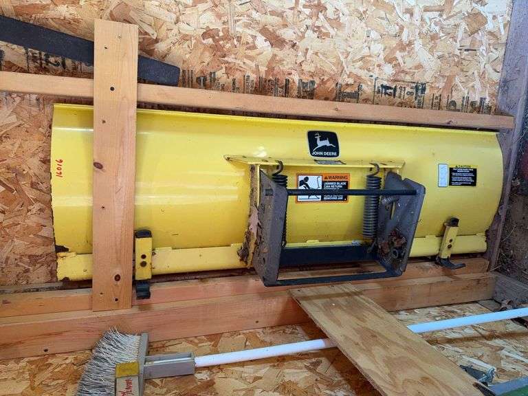 John Deere front hitch, 54" push blade and tires chains image