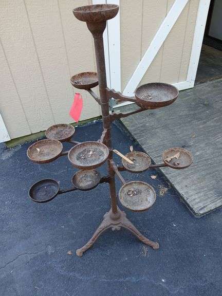 Cast iron violet planter 42” tall image