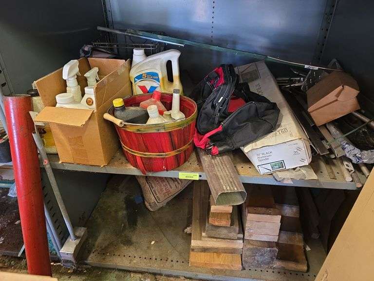 Milk crate, deer repellant, rubber coating, oil, aluminum all thread, misc steel, mower blades etc... image