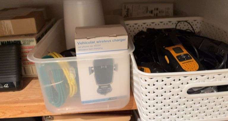 Seagate backup plus, Netgear N300 wireless USB adapter, Coleman lantern battery, LG cellphone, and more image