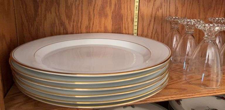 (6) Dansk 13” plates and 5 candlewick goblets image