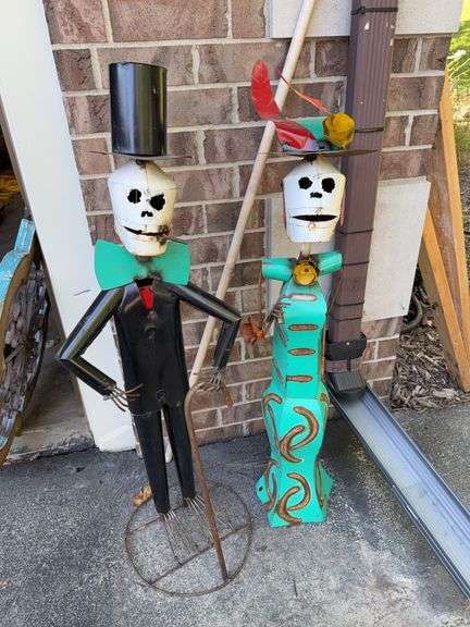Metal Mr & Mrs Day of the Dead Approx 42” tall image
