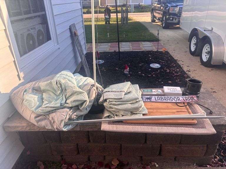 King Size Comforter, 4 room darkening curtains, reading lamp, candle warmer, cutting board and more