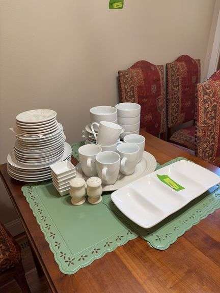 All kinds of white dishes includes Pier 1 image