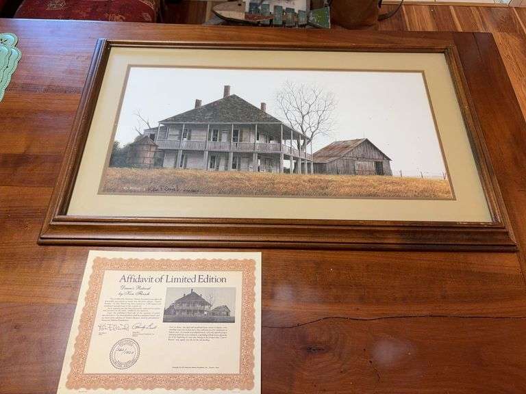 S/N “Dawn’s Retreat” by Ken Fleisch w/ COA Framed measures 30x17 image