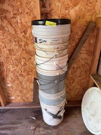 Stack of 5 gallon buckets image