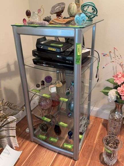 23x23x48H glass and metal shelf NO CONTENTS image