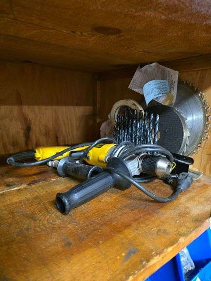 Dewalt electric drill, new drill bits, saw blades, etc... image