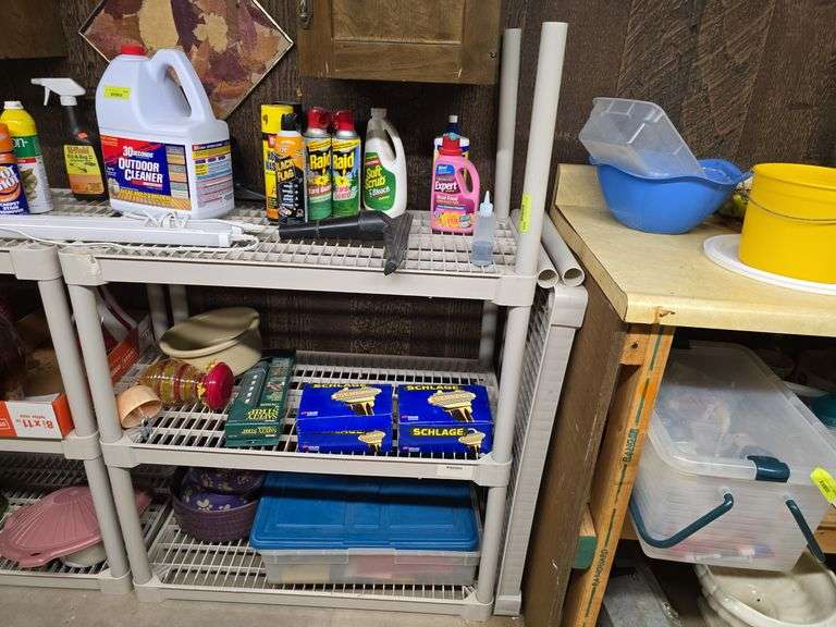 4 shelf plastic shelving unit 18D x 36L x 54H NO CONTENTS image