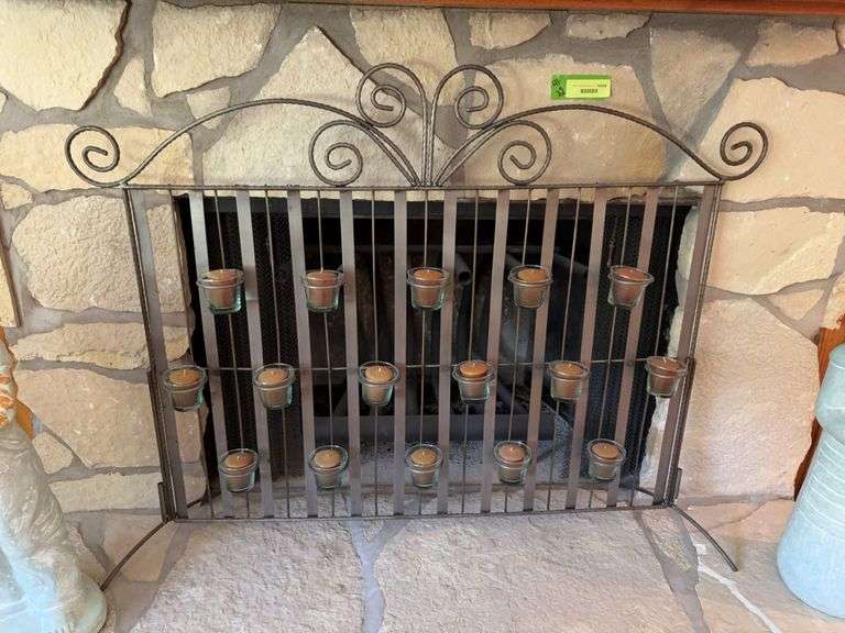 41x32 fireplace screen w candles image