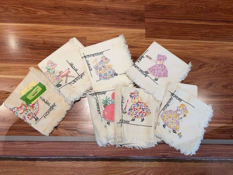 Tea towels, made in 1942 per attached note Complete set image