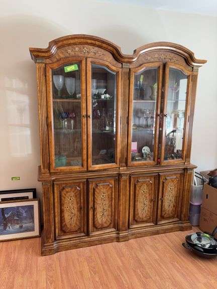 Stanley Furniture 2pc lighted hutch 18D x 70L x 84H NO CONTENTS image