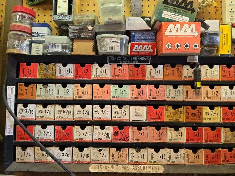 Pik-a-nut pak assortment of bolts and other hardware plus boxes on top image