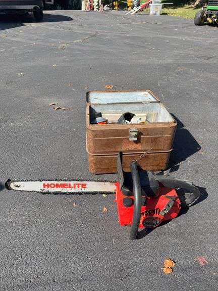 Homelite Super 240 classic chainsaw and accessories image