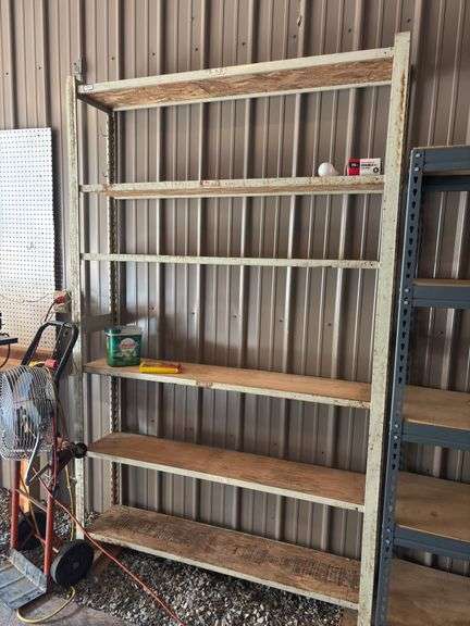 Two heavy duty steel shop shelving units to foot by 8 foot and 16” x 8’ image