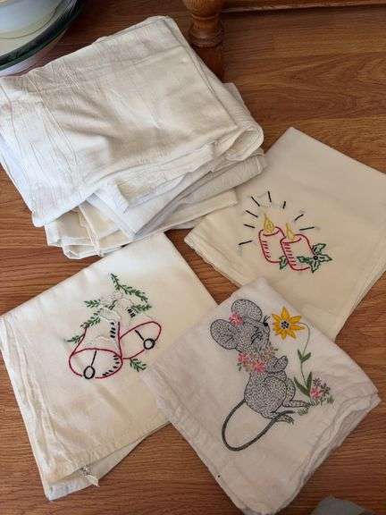 Tea towels, some w handiwork image