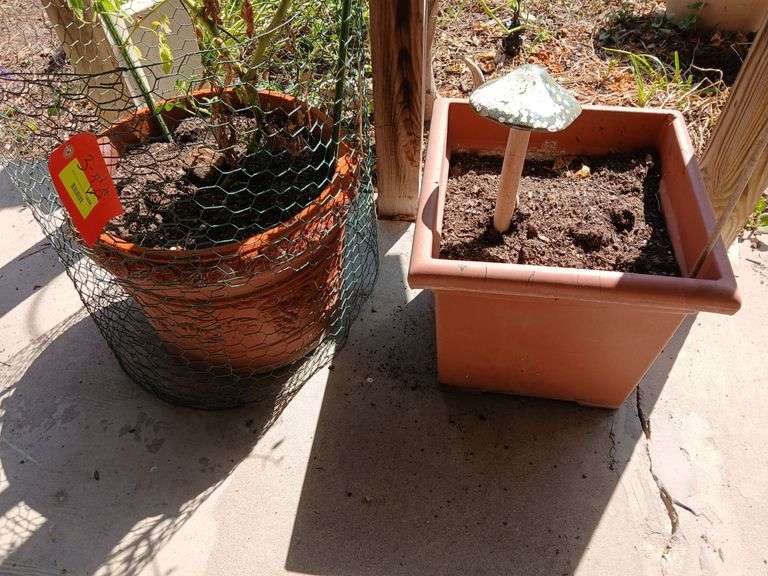 Three large plastic planters-ORANGE image