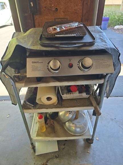Royal Gourmet flat grill, pans, cart, grilling utensils etc... image