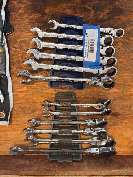 Set of metric and a set of standard gear wrench brand gear wrenches image