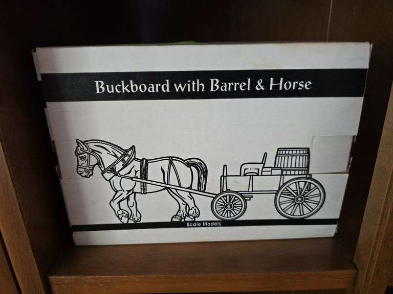 Scale Models buckboard w/ barrel and horse image