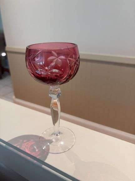 One single Czech glass wine glass image