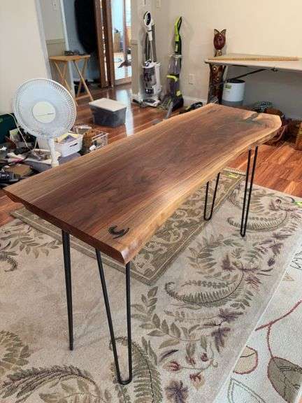 18x49x29 walnut sofa table with resin inlay Made by Sellers son image