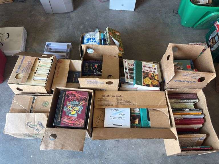 10 boxes of miscellaneous books all genres image