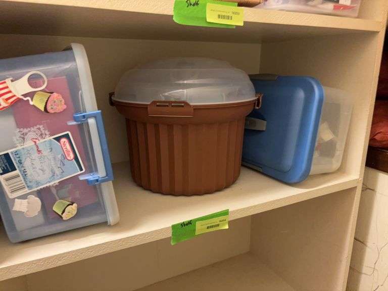 Cupcake carrier, metal cookie cutters, etc image