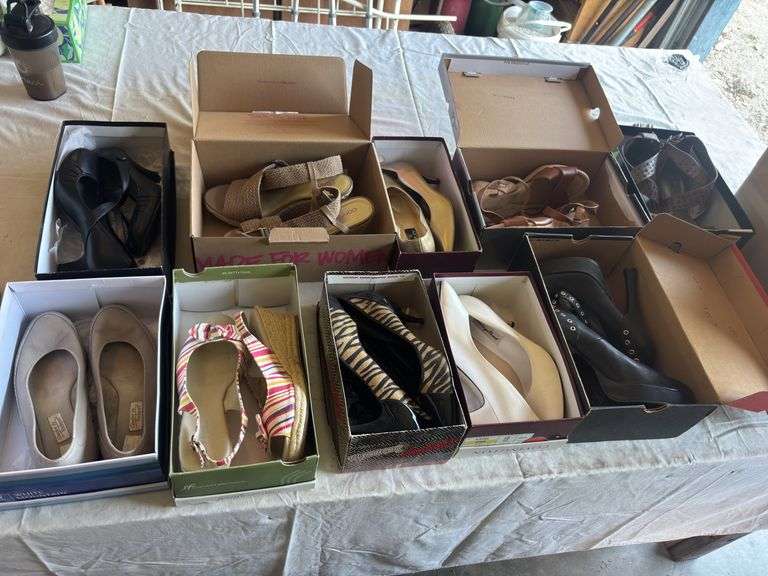 10 pairs of ladies shoes and heels sizes 10 & 11 image