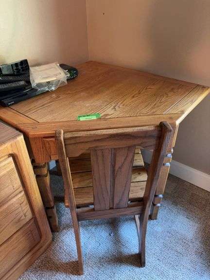 Oak corner desk w chair 36x46x30H image
