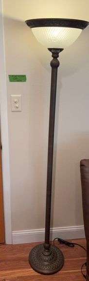 Approx 6’ tall floor lamp w glass shade image