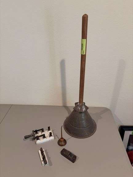 Washer plunger, oil can and vintage electrical switches image