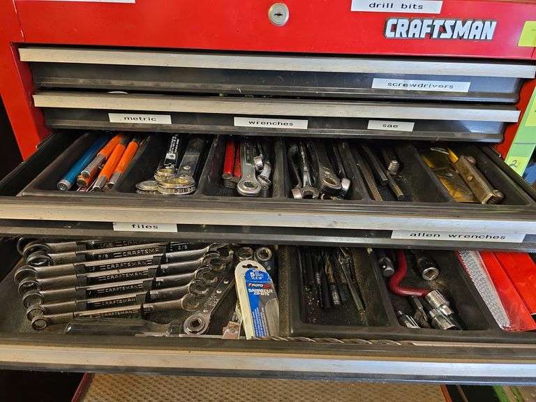 Punch set, ratcheting offset end wrenches, allen wrenches, Craftsman slip jaw wrench set image